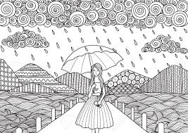 Use the building bridges coloring page as a fun activity for your next children's sermon. Doodle Art Coloring Book Image Ideas Beautiful Girl Walking On The Bridge While Its Raining It S Design For Slavyanka