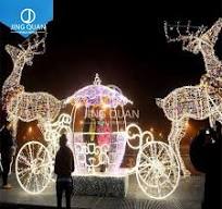 LED Motif Reindeer Carriage Lights Christmas Santa Deer Sleigh Lighting  Holiday Decorative Lamps