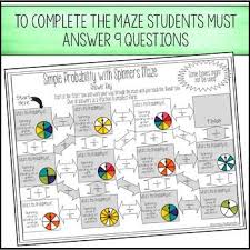 Theoretical Probability Of Simple Events Maze With Spinners Theoretical Probability Probability Worksheets Probability