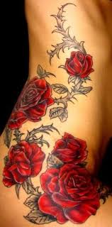 Black And Red Rose Tattoo Sleeve Red Roses With Black Foliage Floral Tattoo This Gorgeous But I Could Never Do Vine Tattoos Thorn Tattoo Red Rose Tattoo