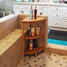 Furthermore, this shower bench provides a stable and comfortable seat for users to sit upon to do their businesses such as shaving legs. Corner Shower Bench With Storage Shelf Bamboo Shower Seat Stool By Welland On Wonderful Things