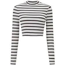Black And White Long Sleeve Crop Top Designer Clothes Shoes Bags For Women Ssense Long Sleeve Striped Top Long Sleeve Tops Striped Long Sleeve Shirt