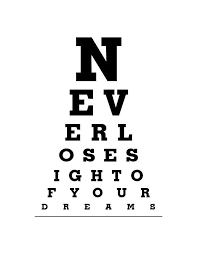 never lose sight of your dreams 8x10 eye exam chart print