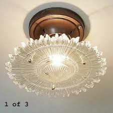 Fabulous 1940's art deco ceiling light fixture chandelier. 436z Vintage Art Deco Ceiling Light Lamp Fixture Glass Re Wired 1 Of 3 Ebay