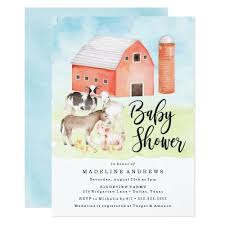 Watercolor Farm Animals Baby Shower Invitation Zazzle Com Winterrusticb Animal Baby Shower Invitations Animal Baby Shower Barnyard Baby Shower Invitations