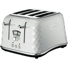 Shop Online For Delonghi Ctj4003w Delonghi Brilliante 4 Slice White Toaster And More At The Good Guys Grab A Bargain White Toaster Toaster Kitchen Appliances