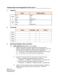 This is a required form if you have any issues that you cannot agree on. 49 Free Parenting Plan Custody Agreement Templates á… Templatelab