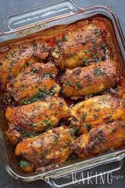 Baked Chicken Thighs are a delicious and very simple main dish. These  chicken thighs have a perfectly crispy skin and extra juicy meat! They are  perfect served alongside mashed potatoes or Scalloped