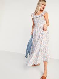 Shop old navy's tall line here. Ruffled Smocked Bodice Floral Sleeveless Maxi Dress For Women Old Navy