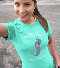 Where Do Mermaids Sleep Short Sleeve Tee Funny T Shirt
