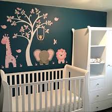 Jungle Decal Boys Safari Wall Stickers Yellow Blue And Grey Nursery Decor Cheeky Monkey A Giraffe A Baby Elephant A Brown Tree Mural In 2020 Nursery Wall Stickers Jungle Wall Stickers