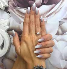 How to pick nail shapes round oval almond coffin nails. Long Almond Shaped Nails Grey And White Matte Ombre Nail Polish Nail Designs For Short Nails Fur Nails Classy Nails Nails