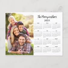 2021 Yearly Family Photo Calendar Holiday Postcard Zazzle Com In 2020 Photo Calendar Holiday Postcards Family Holiday Photos
