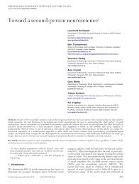 Pdf Toward A Second Person Neuroscience