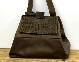 Black And Brown Leather Purse Croco Leather Bag Brown Printed Leather Purse Bag Purse Etsy Brown Leather Purses Small Handbags Leather Patent Leather Bag