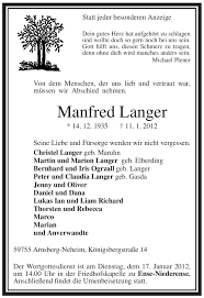 Traueranzeigen von Manfred Langer