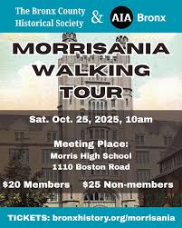 Saturday, October 25, 2025, 10:00am Meet in front of Morris High School  1110 Boston Road, The Bronx, NY, 10456 Join BCHS and the Bronx chapter of  The American Institute for Architects (AIA)