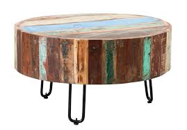 A coffee table with storage is an essential furniture piece. Indian Hub Coastal Reclaimed Wood Drum Coffee Table From The Bed Station