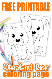 On this coloring page are two cuddly bears. Free Printable Woodland Bear Coloring Page For Kids