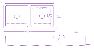 Single basin sinks vary more, getting close to 40 inches on the high end and 25 (or lower in more rare examples) on the low end. Kitchen Sinks Dimensions Drawings Dimensions Com