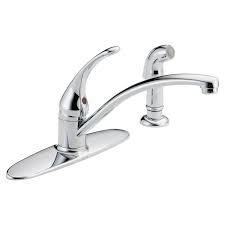 Matching bar/prep sink faucet for coordinated kitchen. Delta B4410lf Foundations Series Single Handle Kitchen Faucet W Spray Chrome