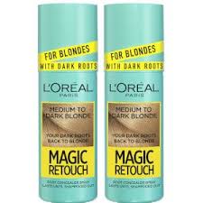 L Oreal Paris Magic Retouch Medium To Dark Blonde Root Concealer Spray Duo Pack In 2020 Root Concealer Blonde Roots Loreal Paris