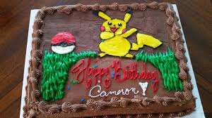 I Took A Costco Cake Took Off All The Frosting Ballons And Made This Outta The Frosting Then I Added His Name Pokemon Party Costco Cake Cordon Bleu
