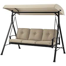 Perfect for patio, porch, backyard, poolside and garden uv protection and liquid repellent fabric stylish scalloped edge canopy and. Amazon Com Mainstay 3 Seat Porch Patio Swing 3 Porch Swing Tan Garden Outdoor