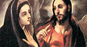 Il dipinto rappresenta in primo piano cristo risorto, seduto su una sporgenza rocciosa, con i fianchi coperti dal telo funerario in cui era stato avvolto. Cristo Risorto Appare A Maria Di El Greco La Bibbia Giovane