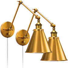 A touch sensor and three brightness levels help set the mood. Wall Sconce Lamp Plug In Cord With Switch Brass Wall Light Fixtures For Bedroom Reading Lamp 2 Light Amazon Com
