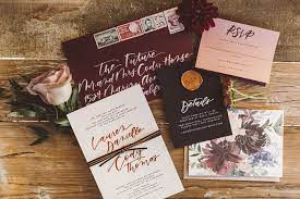 Burgundy And Black Wedding Invitations By Ruby The Fox Wedding Design P Wedding Invitations Romantic Burgundy Wedding Invitations Minimal Wedding Invitation