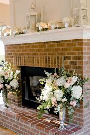 Blue And Blush Wedding Ideas At The Bradford Fireplace Wedding Decor Photo By Caroline Wedding Fireplace Decorations Wedding Fireplace Simple Wedding Flowers