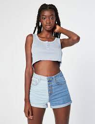 Two Tone Denim Shorts Jennyfer