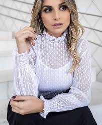 Camisa De Poa Feminina Como Usar Body Barbara Body Tule Poa Com Manga Longa Gola Alta E Punhos Com Detalhe Em Elastico Body Tule Tule Poa Roupas Casuais Blusa De Tule Blusas Femininas