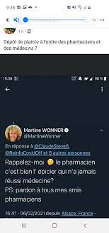 Jan 12, 2021 · covidinfos.net est une revue de presse internationale des articles consacrés à l'épidémie de coronavirus et à ses conséquences. Martine Wonner On Twitter A Mes Amis Pharmaciens Dans Ce Tweet Je Repondais A Un Sinistre Pharmacien Qui A Insulte La Profession Medicale Ce Qui A Ete Partage Ensuite Etait Sorti Du