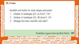 Tempatkan tanda silang (x) di depan huruf a, b atau c sebelum jawaban yang benar! Jawaban Pg Pai Kelas 7 Halaman 203 Bab 13 Hidup Lebih Damai Dengan Ikhlas Sabar Dan Pemaaf Youtube