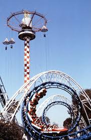 Corkscrew And Sky Jump Knott S Berry Farm Circa 1980 Knotts Berry Farm Knotts Berry Theme Parks Rides