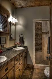 Brown And Grey Bathroom Beautiful Shower In 2020 Brown Bathroom Rustic Bathroom Decor Rustic Bathrooms