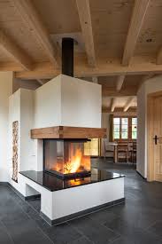 Cheminee 3 Seiten Kamin Landhausstil Wohnzimmer Kaminideen Feuerstelle Kamin