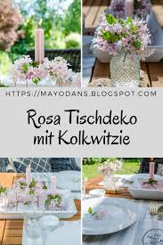 Rosa Tischdeko Mit Kolkwitzie Fur Draussen Tischdeko Draussen Rosa