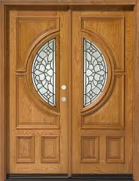 Solid Wood Red Oak 30 Center Moon Exterior Double Door Unit Double Doors Exterior Door Design Wood Double Door Design