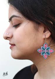 Valentine Day Gift, Yellow Green Paper Earring, Blue Pink Statement  Jewelry, Anniversary Gift for Her, Bridesmaid Gift, Purple Mauve Jewelry