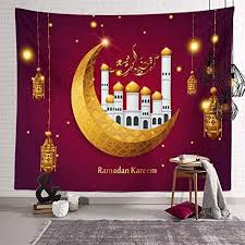 ديكور حائط رمضان كريم مطبوع قماش معلق 150×100 سم للمنزل - بي كير المتجر  الطبي الاول للمستلزمات و الأجهزة الطبية و أدوات التجميل