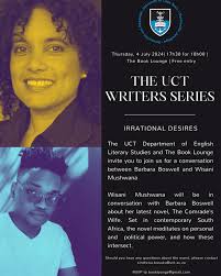 The UCT Writers Series continues! Join us this Thursday the 4th for an  insightful conversation between two Book Lounge favourite authors, Barbara  Boswell and Wisani Mushwana. Wisani's debut novel 'A Soft Landing'