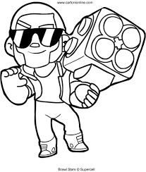 Max's blaster shoots a bunch of projectiles fast! Brock Of Brawl Stars Kleurplaat