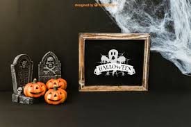 Maquete De Ardosia De Halloween Com Aboboras Em Lapides Psd Gratis Halloween Aboboras Maquete