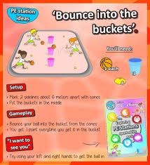 Basketball Bouncing Skills Get Your Kids Practicing Their Ball Handling And Accuracy With This S Gym Games For Kids Physical Education Activities Gym Games