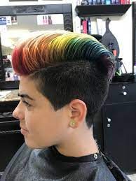 Rainbow Faux Hawk Short Hair Pixie Hair Color Short Hair Styles Short Rainbow Hair