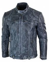 Aviatrix Jl 253 Mens Blue Washed Jacket Zip Biker Vintage Distressed Retro Casual Real Leather Menssuits Leather Jacket Men Leather Jacket Casual Wear For Men
