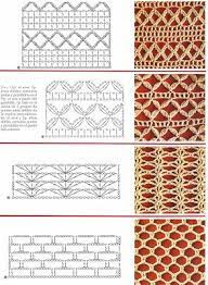 Diagramas e instrucciones de puntos fantasía tejidos a crochet. Patrones En Crochet Diagramas Puntos Calados Puntadas De Ganchillo Ganchillo